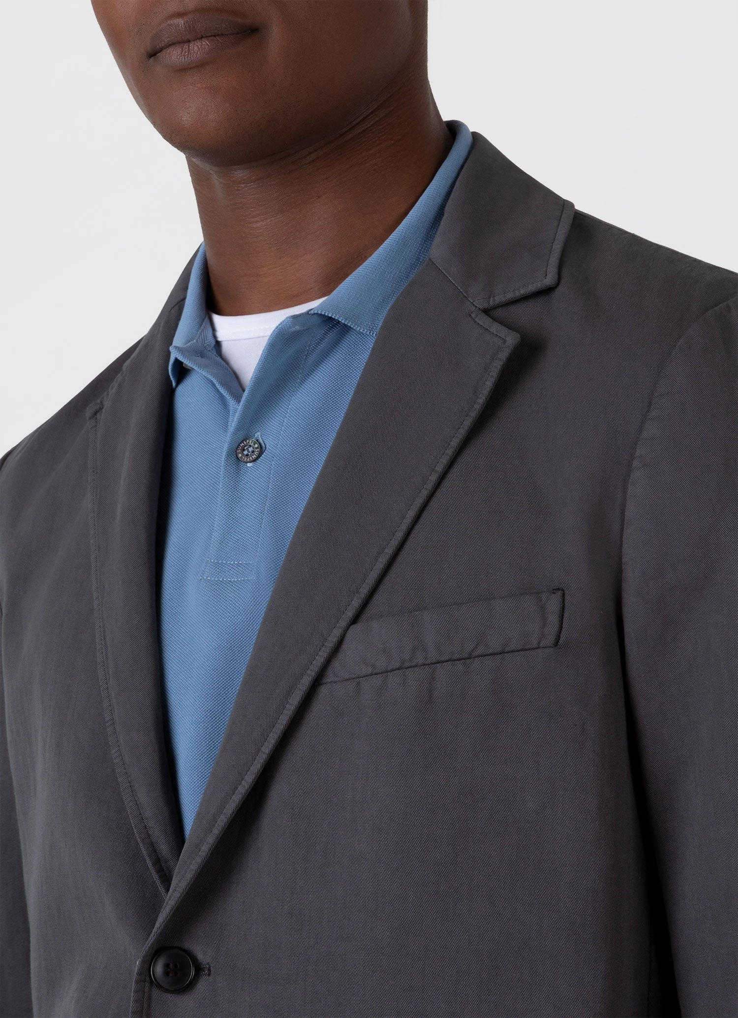 Men's Cotton Linen Unstructured Blazer in Charcoal Waterproof Comfort Chilly Air