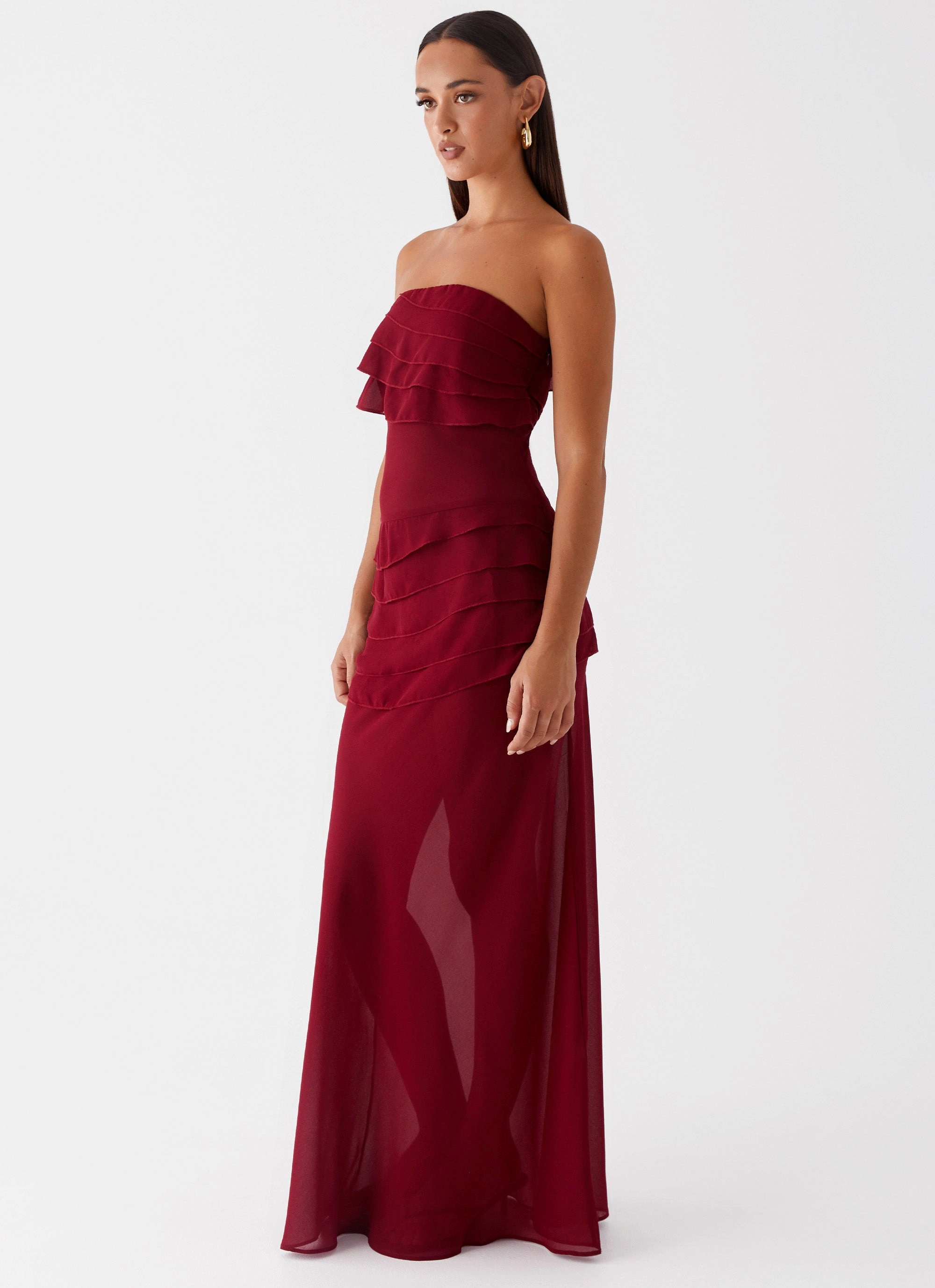 Polished Fit Into The Night Maxi Dress - Cherry Red