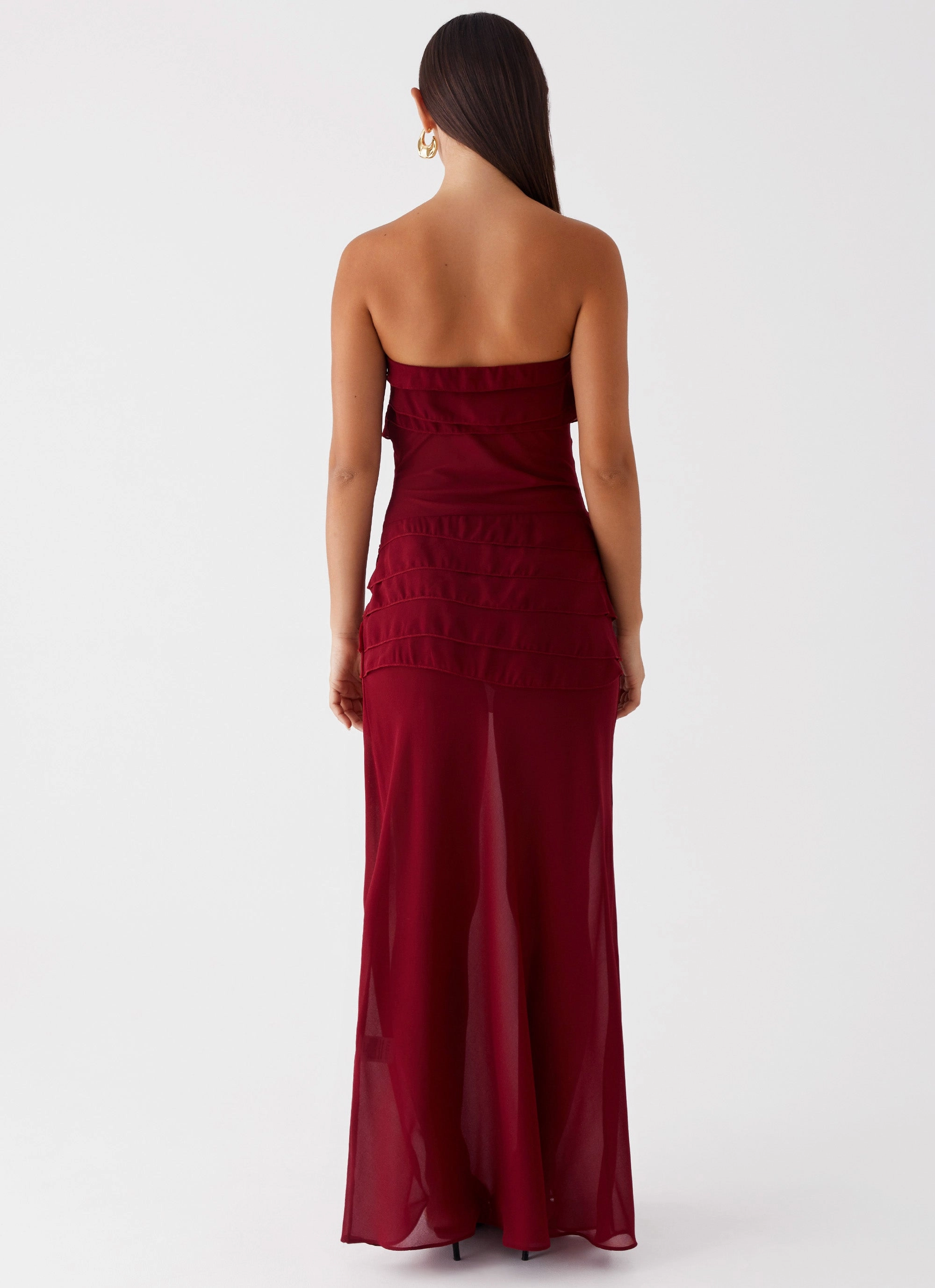 Into The Night Maxi Dress - Cherry Red Easy Comfort Look Practical-Style