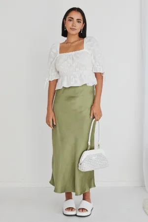 Intricate White Broidery Square Neck Top