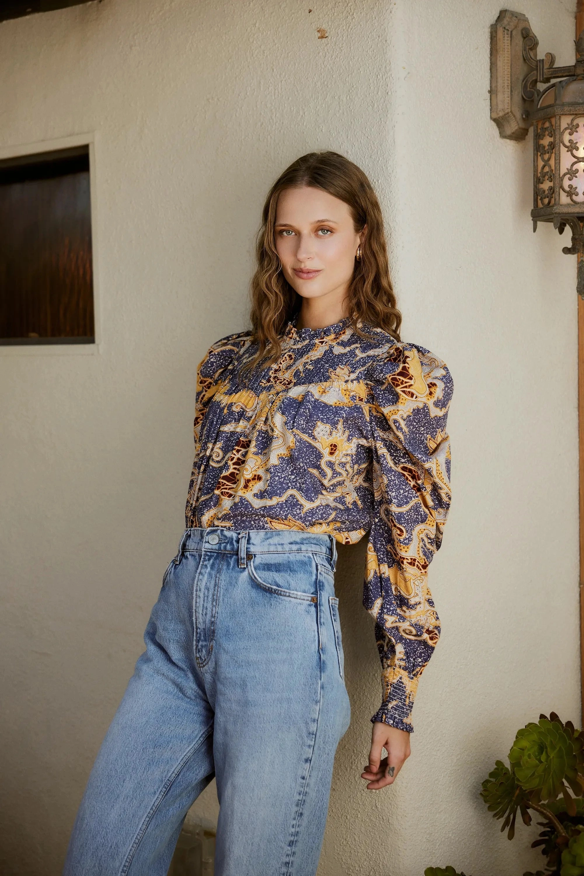 Irina Blouse | Blue Castello Reinforced Shoulder Panels