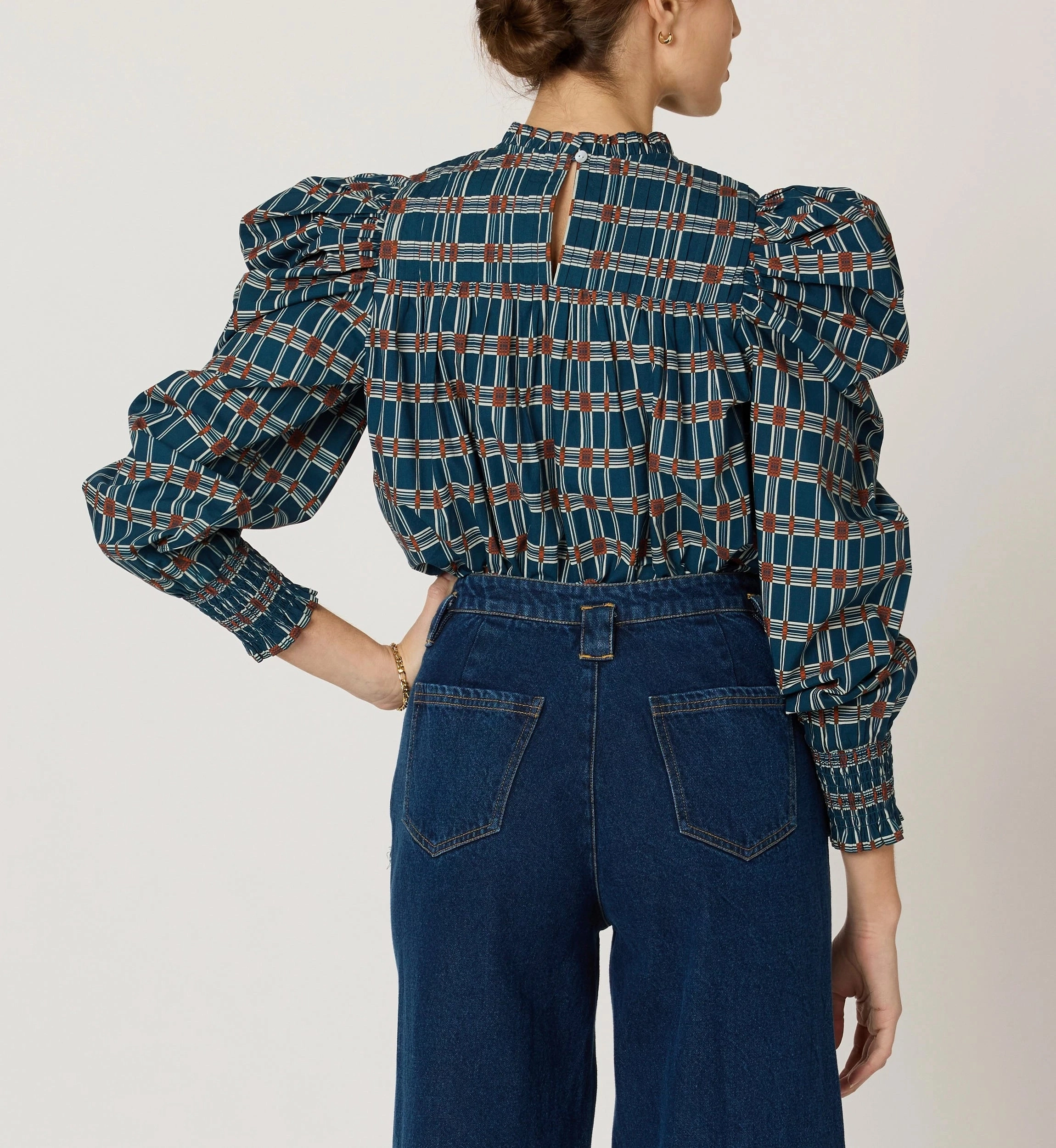 Tencel Cotton Hybrid Weave Irina Blouse | Santo Stripe