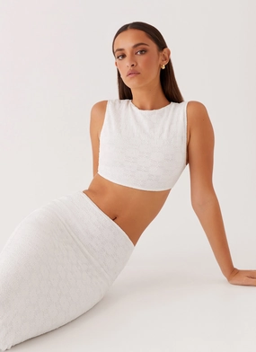 Issey Crop Top - White Oversized Hood Option Issey Crop Top - White ThermalRegulating Fabric NonChafingEdges