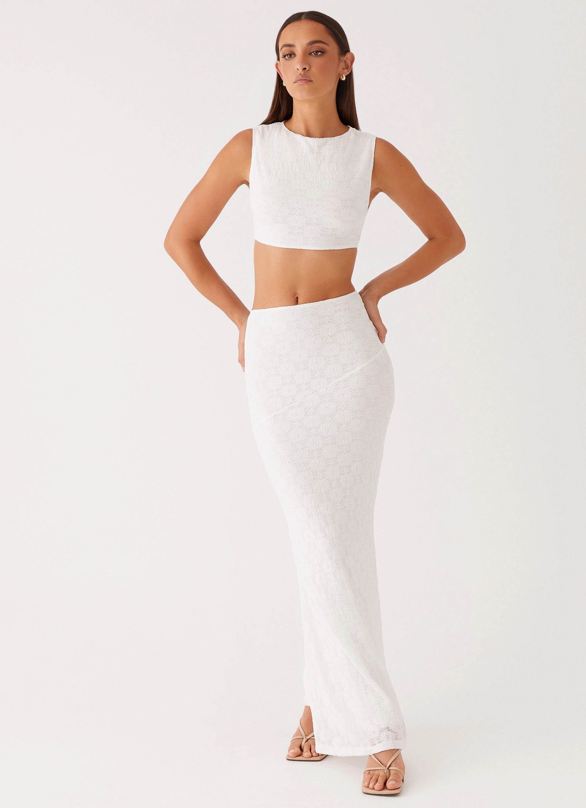 Low Profile Waistband Integration NonIrritatingTags Issey Crop Top - White