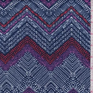 ITY Navy/Red/Fuchsia Chevron Jersey Knit Fabric