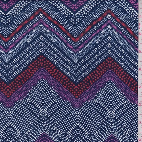 ITY Navy/Red/Fuchsia Chevron Jersey Knit Fabric