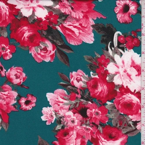 ITY Spruce Green/Berry Rose Jersey Knit Fabric