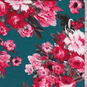 ITY Spruce Green/Berry Rose Jersey Knit Fabric