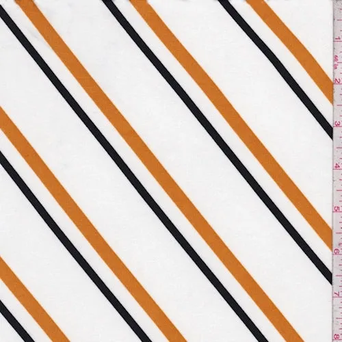 ITY White/Black/Harvest Diagonal Stripe Jersey Knit Fabric