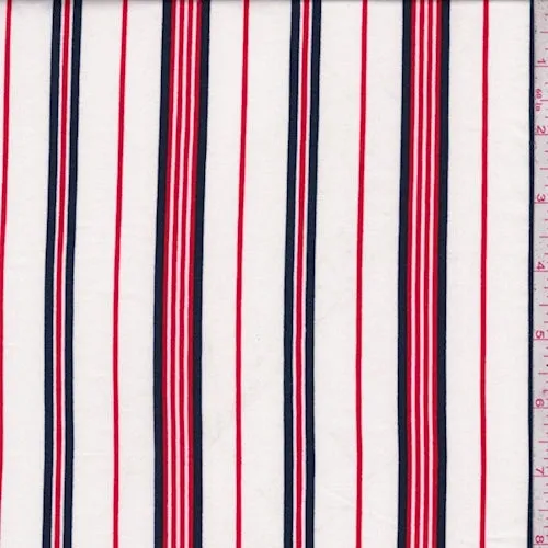 ITY White/Red/Navy Stripe Jersey Knit Fabric