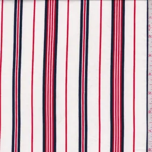 ITY White/Red/Navy Stripe Jersey Knit Fabric