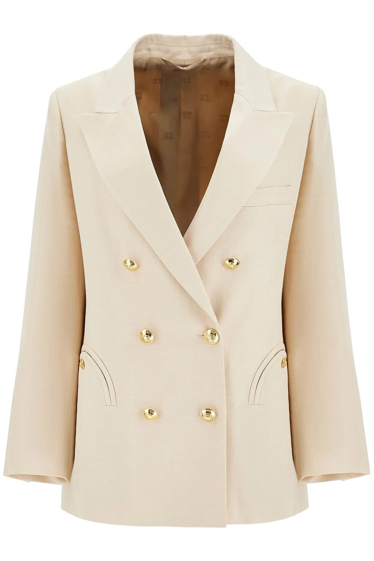ivory double-breasted viscose blazer BZEND07 SEE IVORY