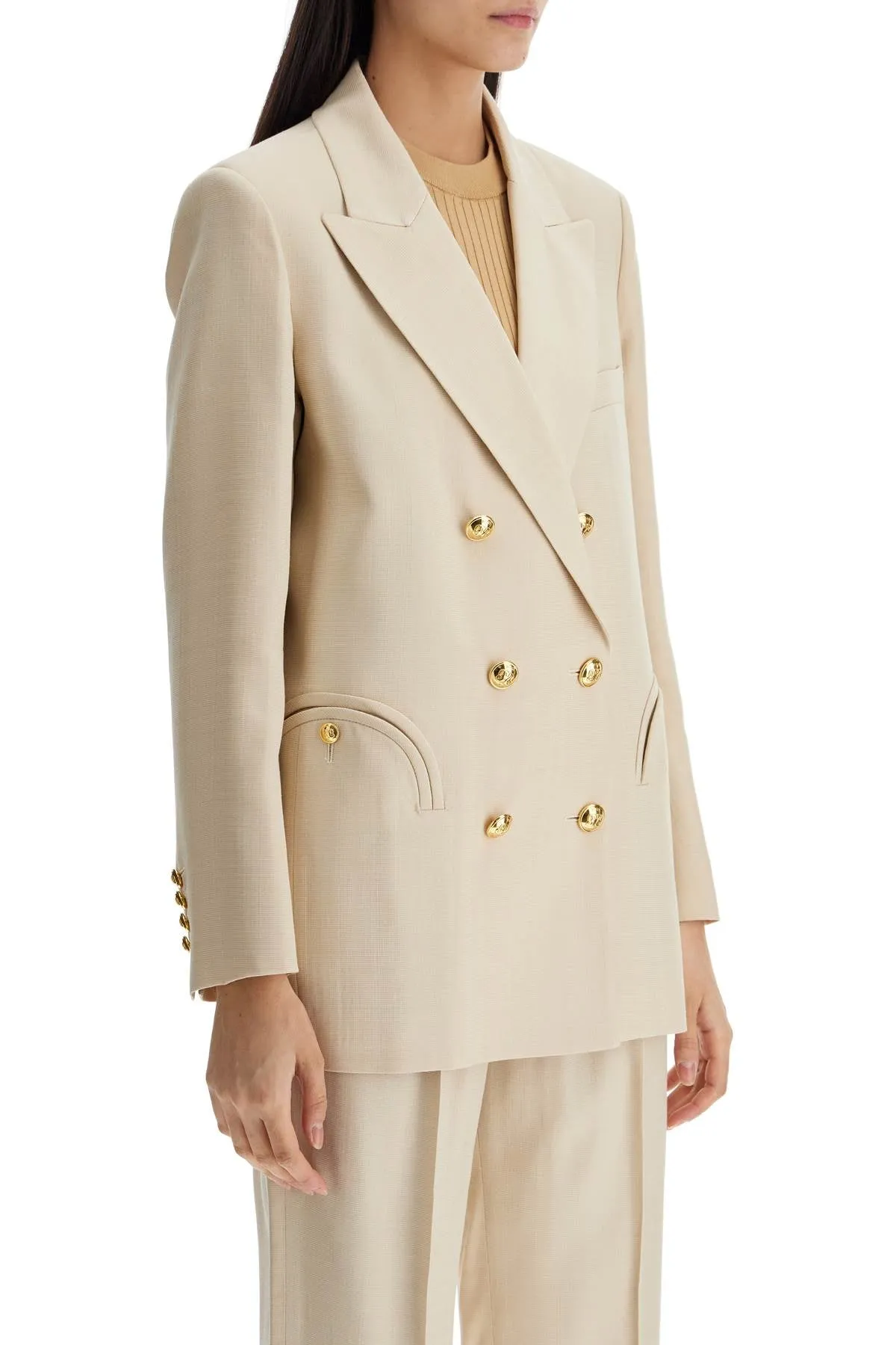 ivory double-breasted viscose blazer BZEND07 SEE IVORY