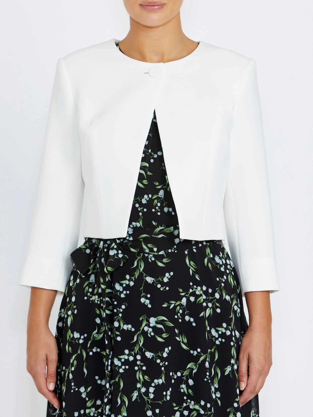 All Day Fit Ivory Crepe Single Button Jacket