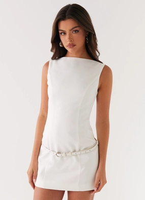 Jaci Mini Dress - White Stylish Comfort Jaci Mini Dress - White Fashionable Look