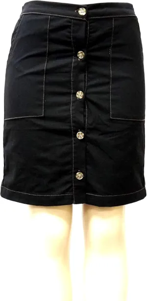 Jack David Womens Juniors/Plus Size Stretch Denim Jeans Twill Cotton Button Front Skirt (L, Andree by Unit 63980 Button Front Juniors Black)