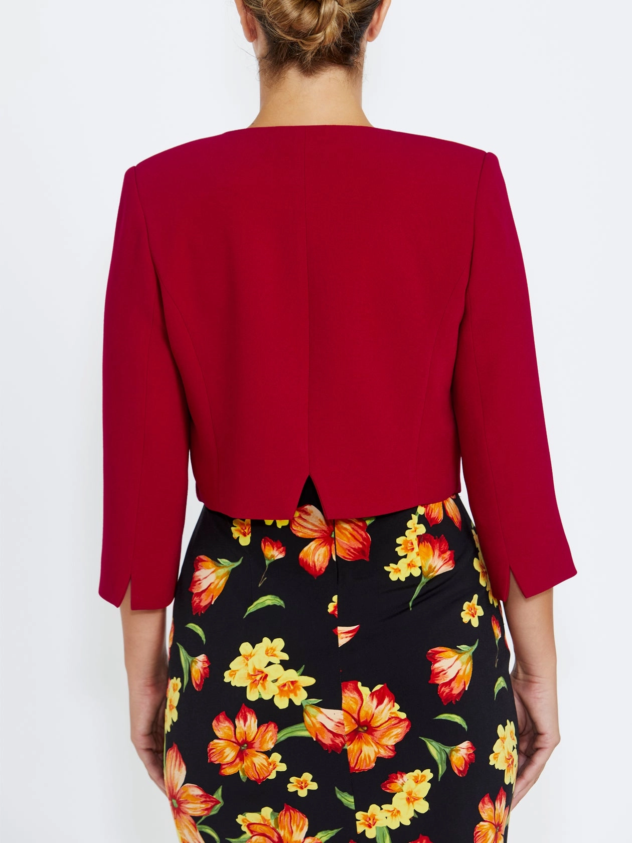 Jackie Red Cropped Jacket Bold Detail