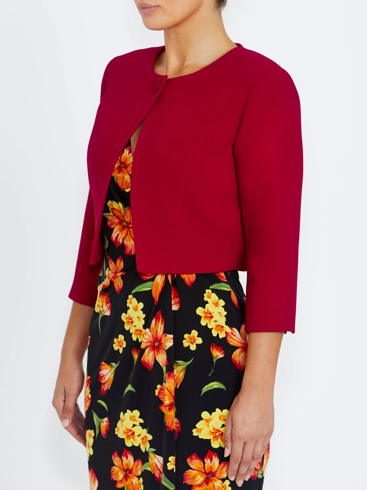 Jackie Red Cropped Jacket Warm Protection Reservation