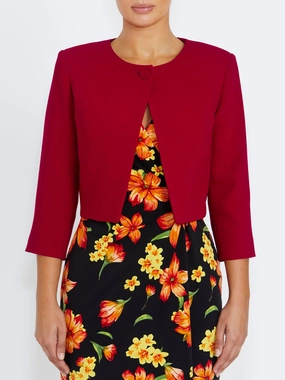 Jackie Red Cropped Jacket Lightweight Shell Jackie Red Cropped Jacket Chic Look