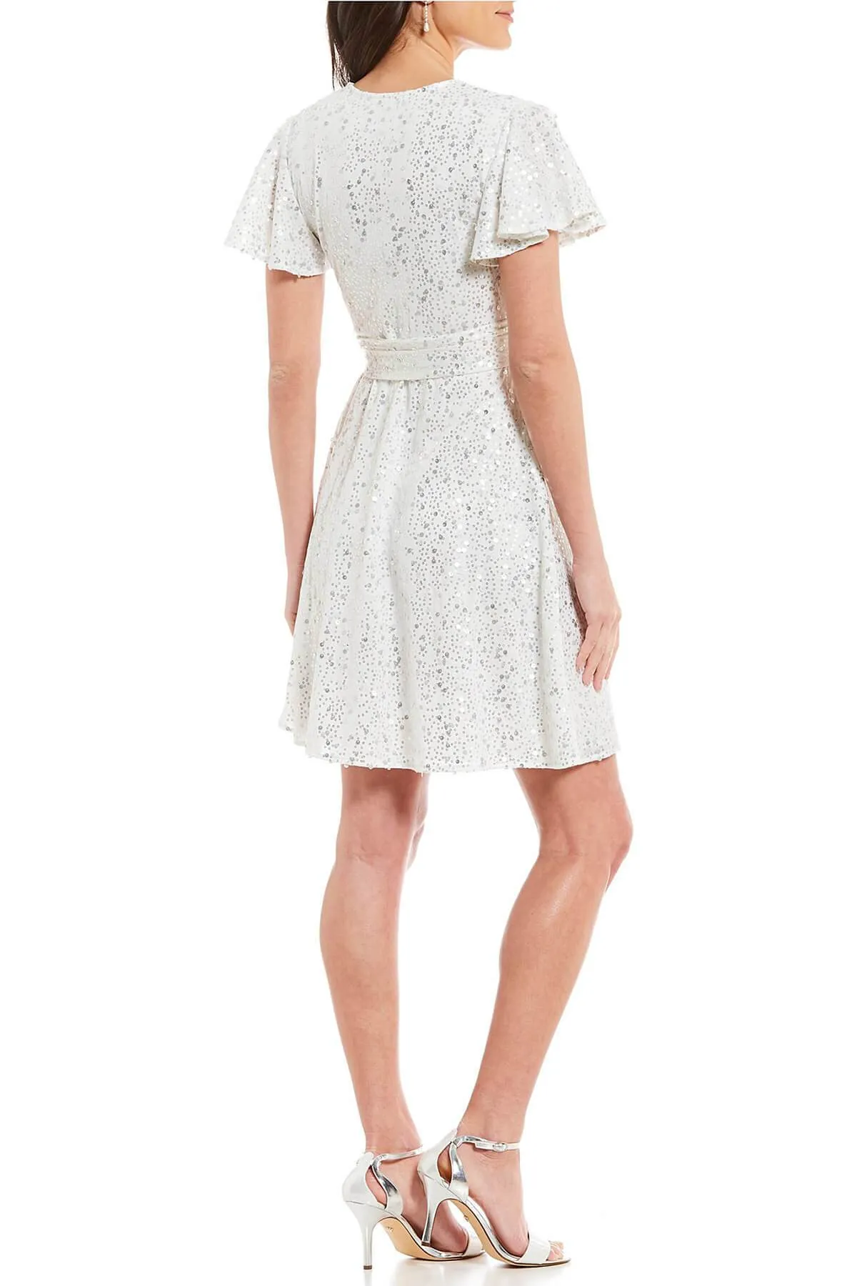 Modern Layering Jade Sequin Wrap Dress