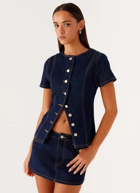 Jagger Top - Indigo Reverse Seam Concealment Jagger Top - Indigo OversizedSilhouette ButterySoftTextile