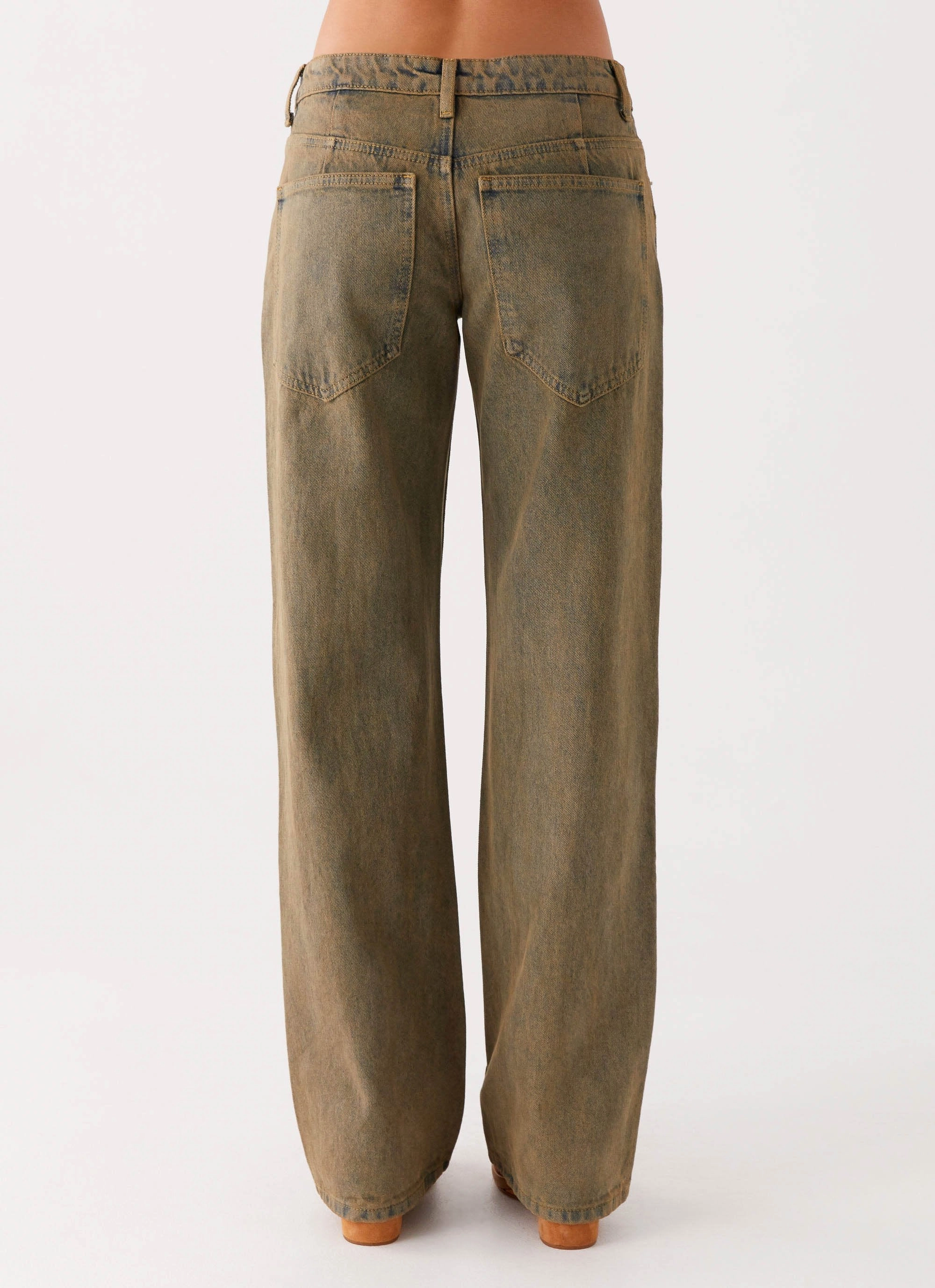 Neutral Look Jaiden Low Rise Denim Jeans - Brown Sand Wash
