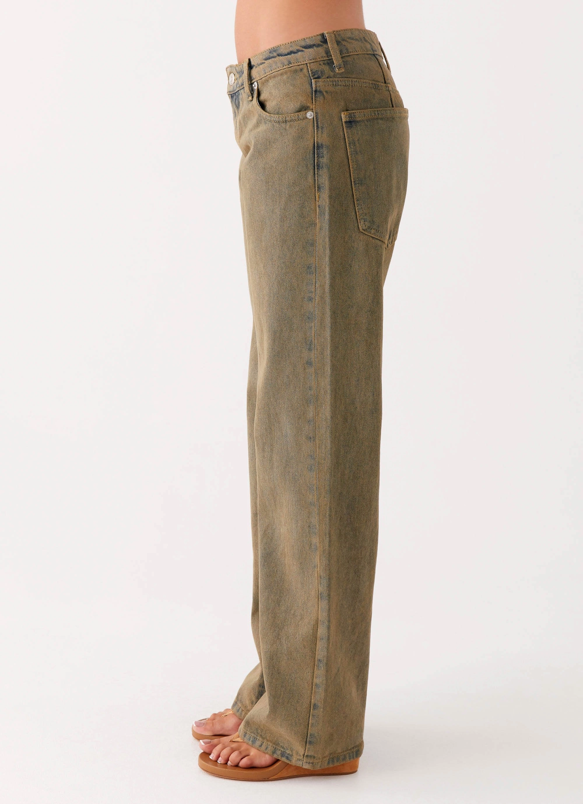 Jaiden Low Rise Denim Jeans - Brown Sand Wash Low Bulk Design