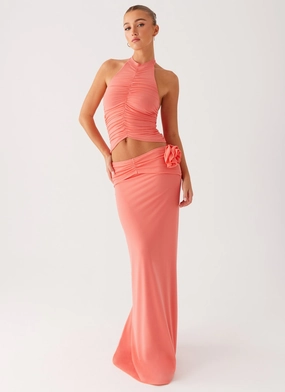 Jayce Maxi Skirt - Salmon Quick Match Relaxed Vibes Breezy Mood Jayce Maxi Skirt - Salmon