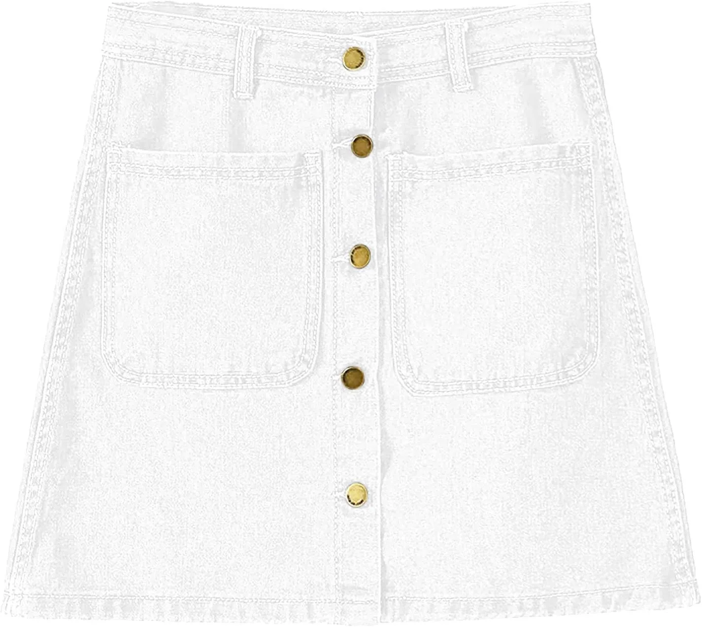 Jean Skirts for Women Denim High Waisted Trendy Stretchy Mini Button Front Short Pencil Skirt with Patch Pockets