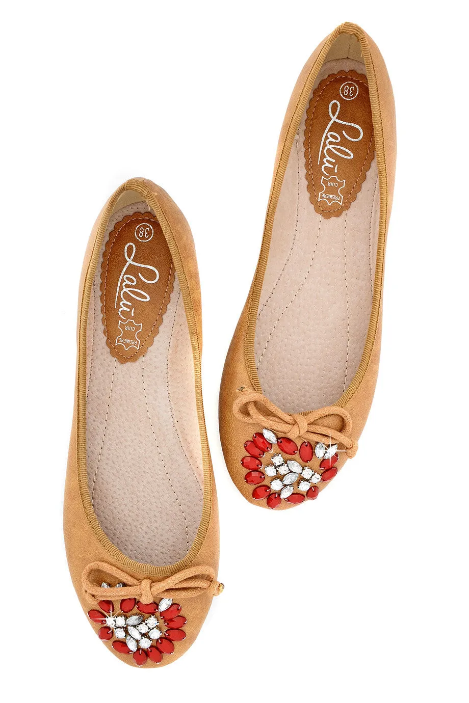JEMINA Camel Crystal Ballerinas