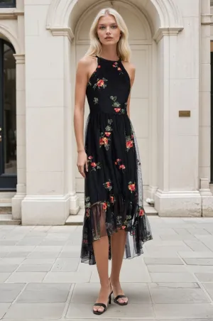 Jennie Dress ?C Black Mesh Floral Embroidery Timeless Wardrobe Lightweight Material Jennie Dress ?C Black Mesh Floral Embroidery