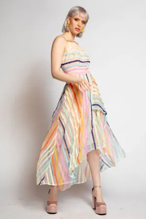 Fashion-forward day dress Linen-Blend Jennie Dress - Rainbow Stripe