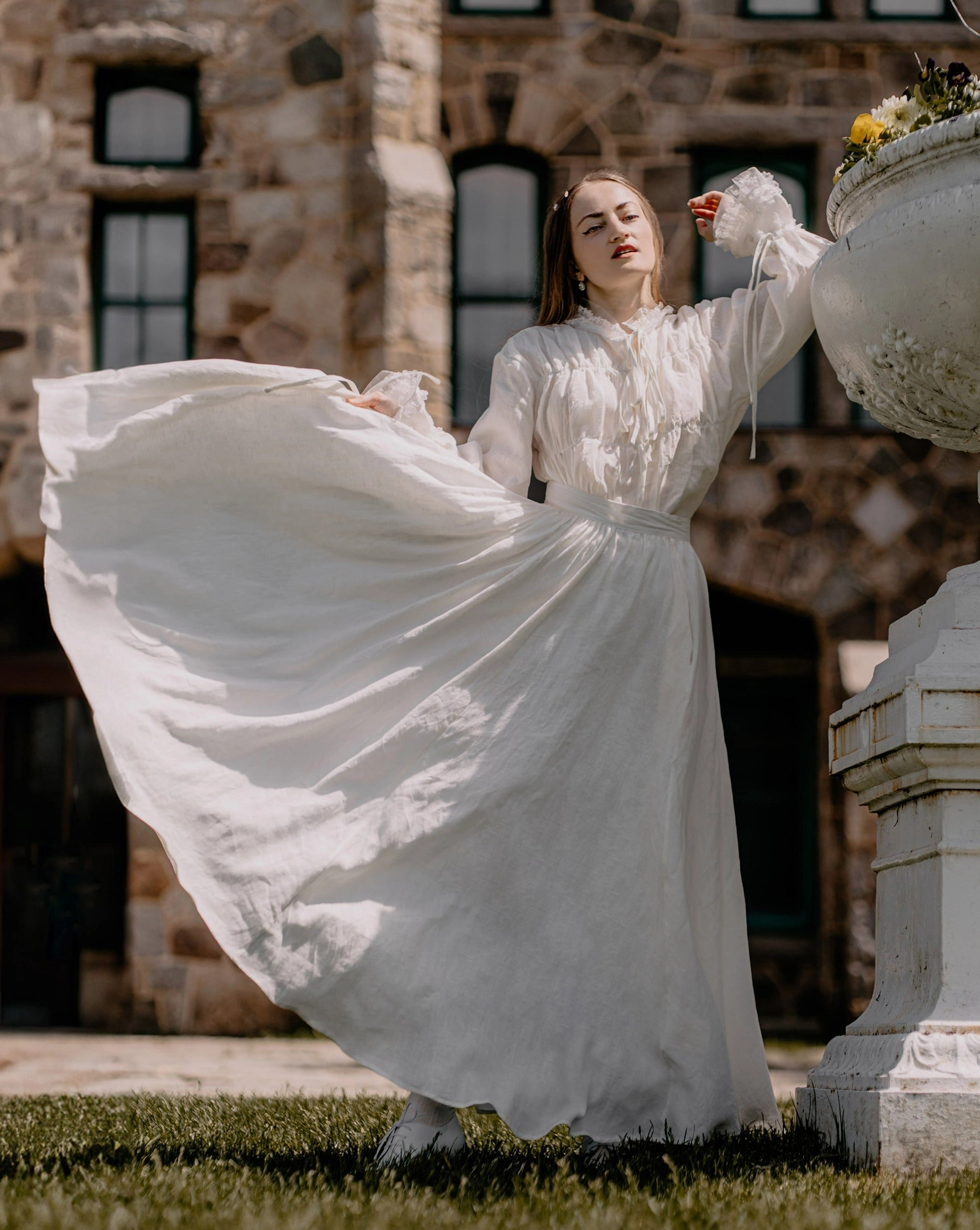 JENNIFER 33 | victorian linen blouse with lace Quick Dry Material Thermo Regulating