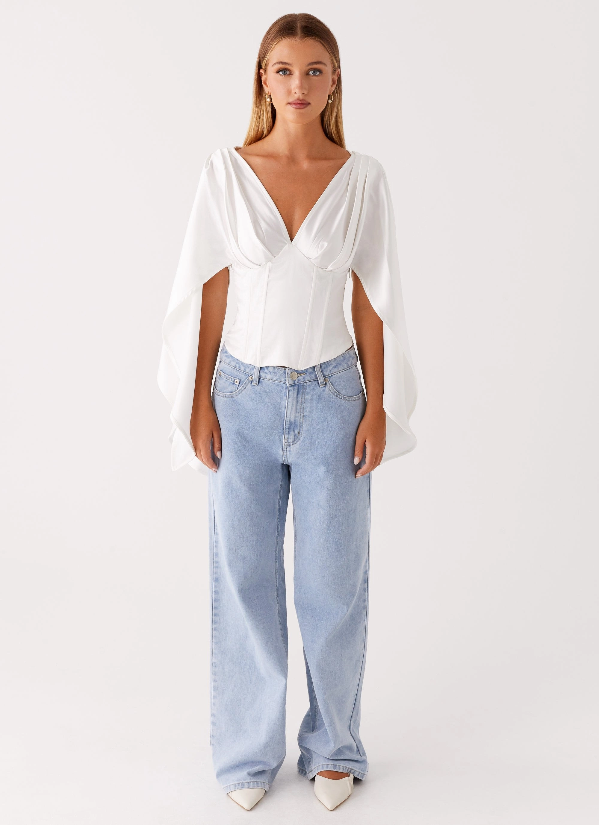 Jennifer Long Sleeve Corset - Ivory MinimalistDesign Durable Overlock Stitch