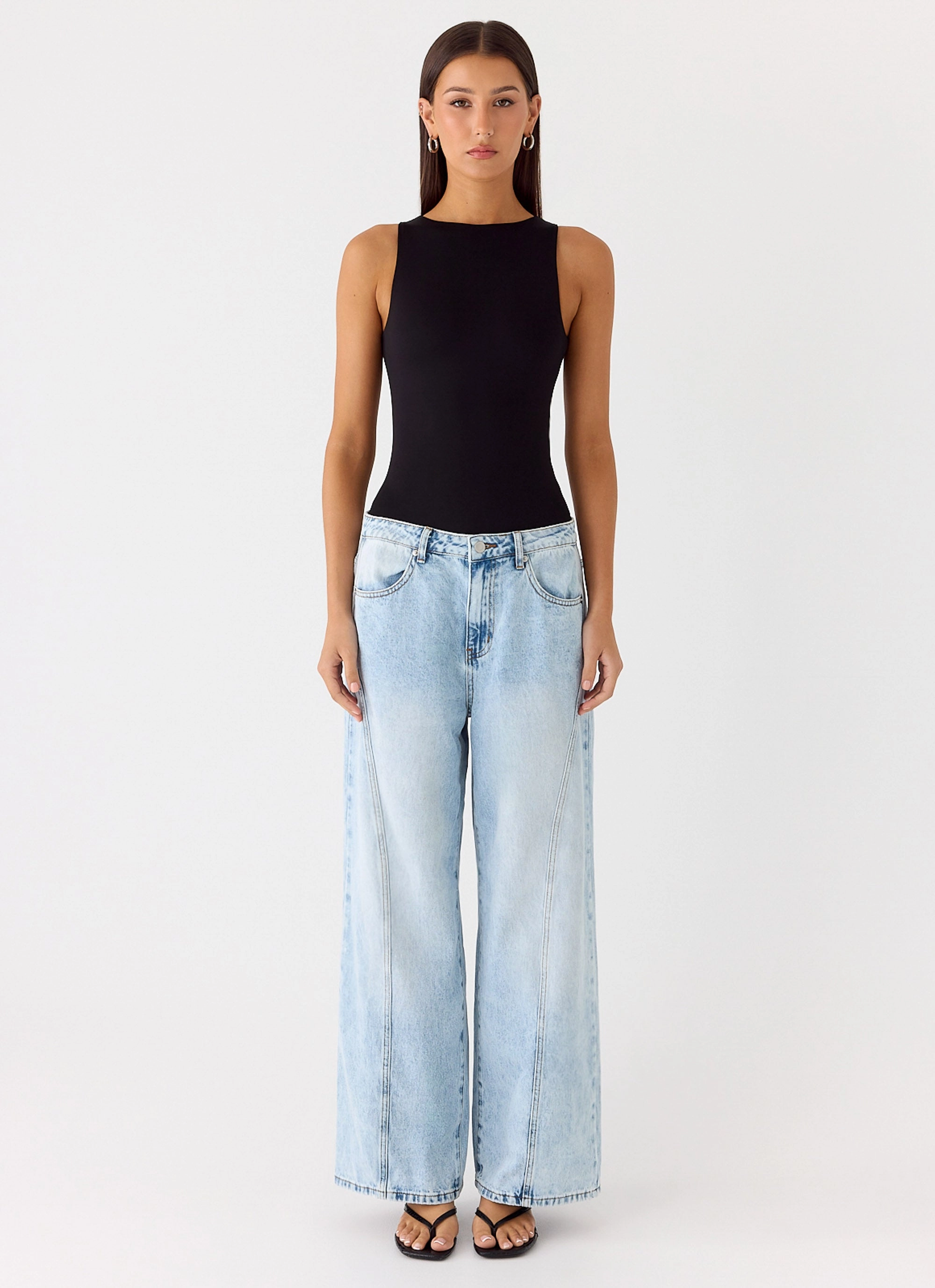 Vincenza Bodysuit - Black Layered Shoulder