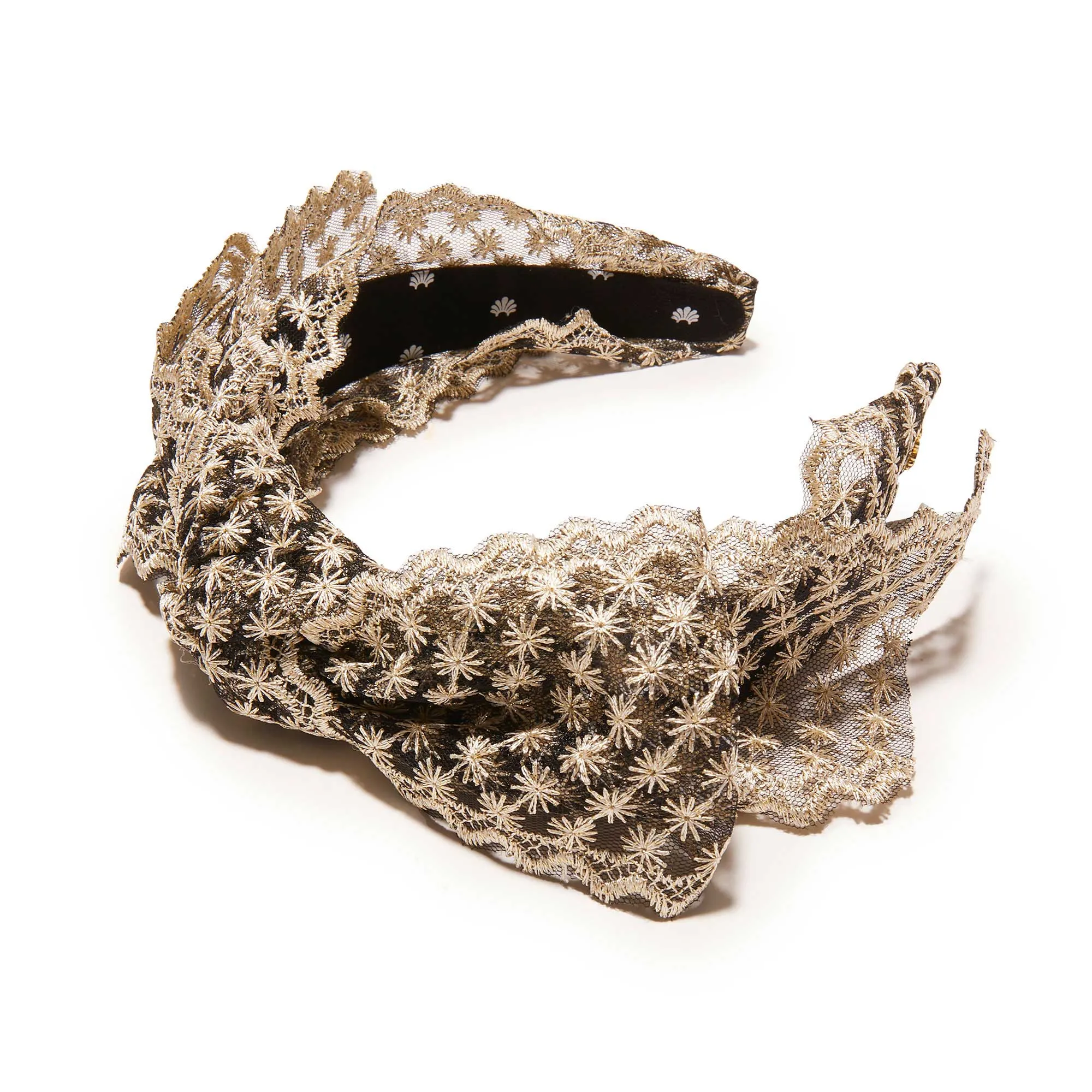 JET SHIRLEY LACE RIBBON HEADBAND