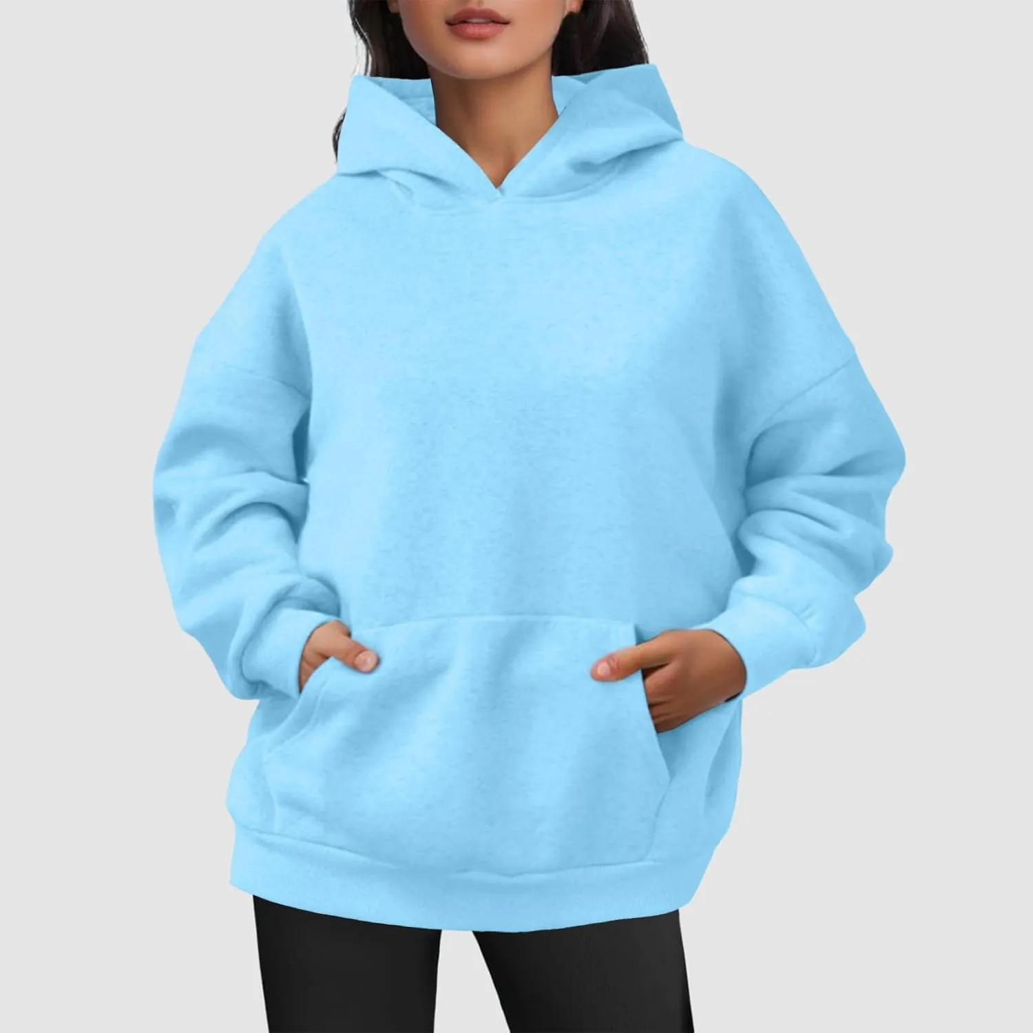 JiXiang Pink Hoodie Womens Oversized Hoodies Fleece Sweatshirts Long Sleeve Sweaters Pullover Fall Clothes with Pocket