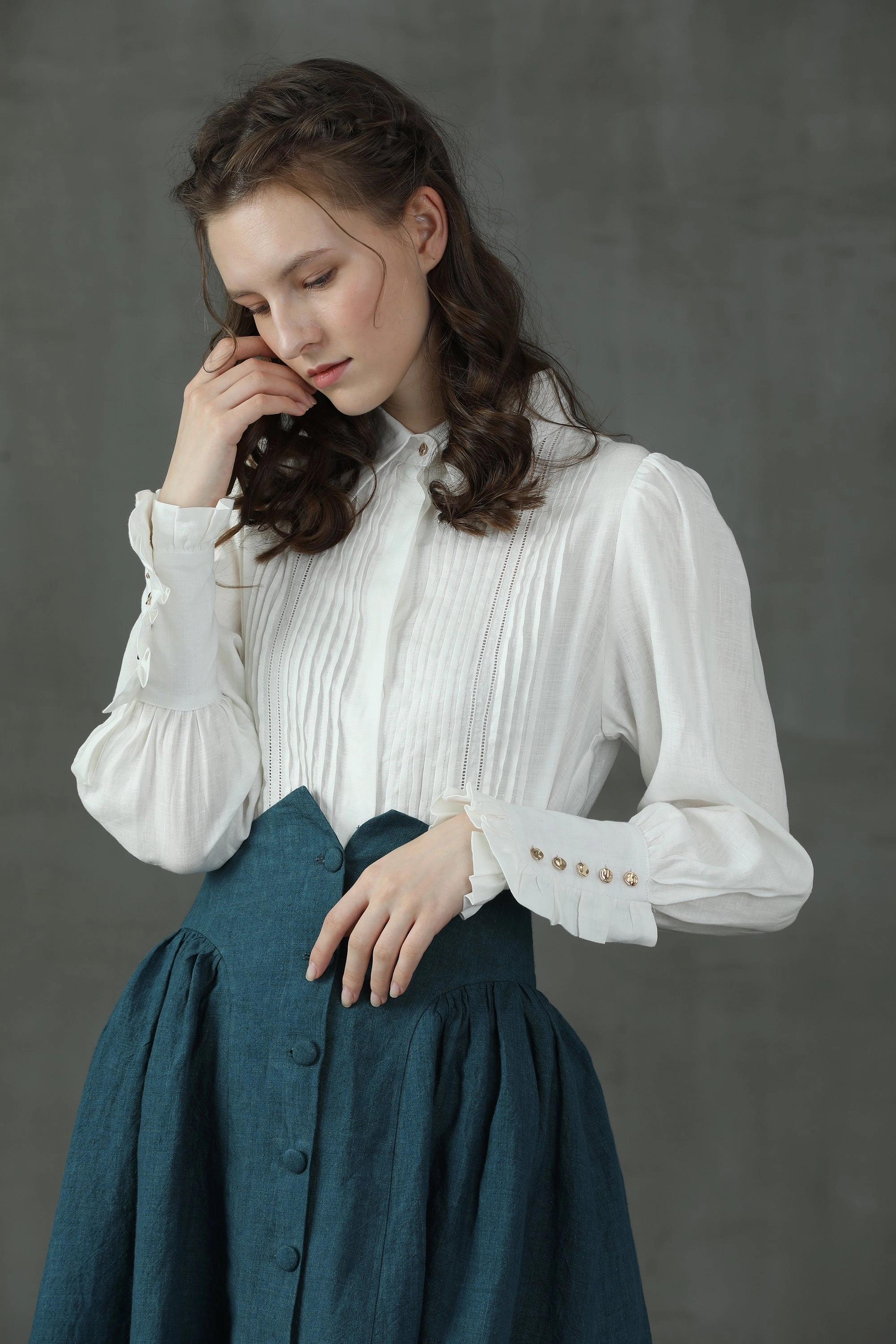 Jo March 31 | Accordion Pleated Linen Shirt Noise Reduced Fabric Street Comfort