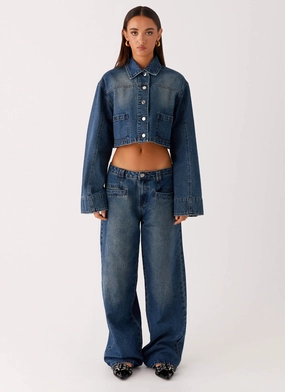 Joan Denim Jeans - Indigo Double Stitch Seam Joan Denim Jeans - Indigo Flexible Leg Double Stitched