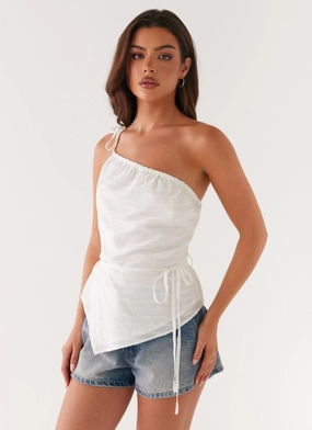 Joanne One Shouder Top - White Windproof Layer Joanne One Shouder Top - White Buttery Soft Feel