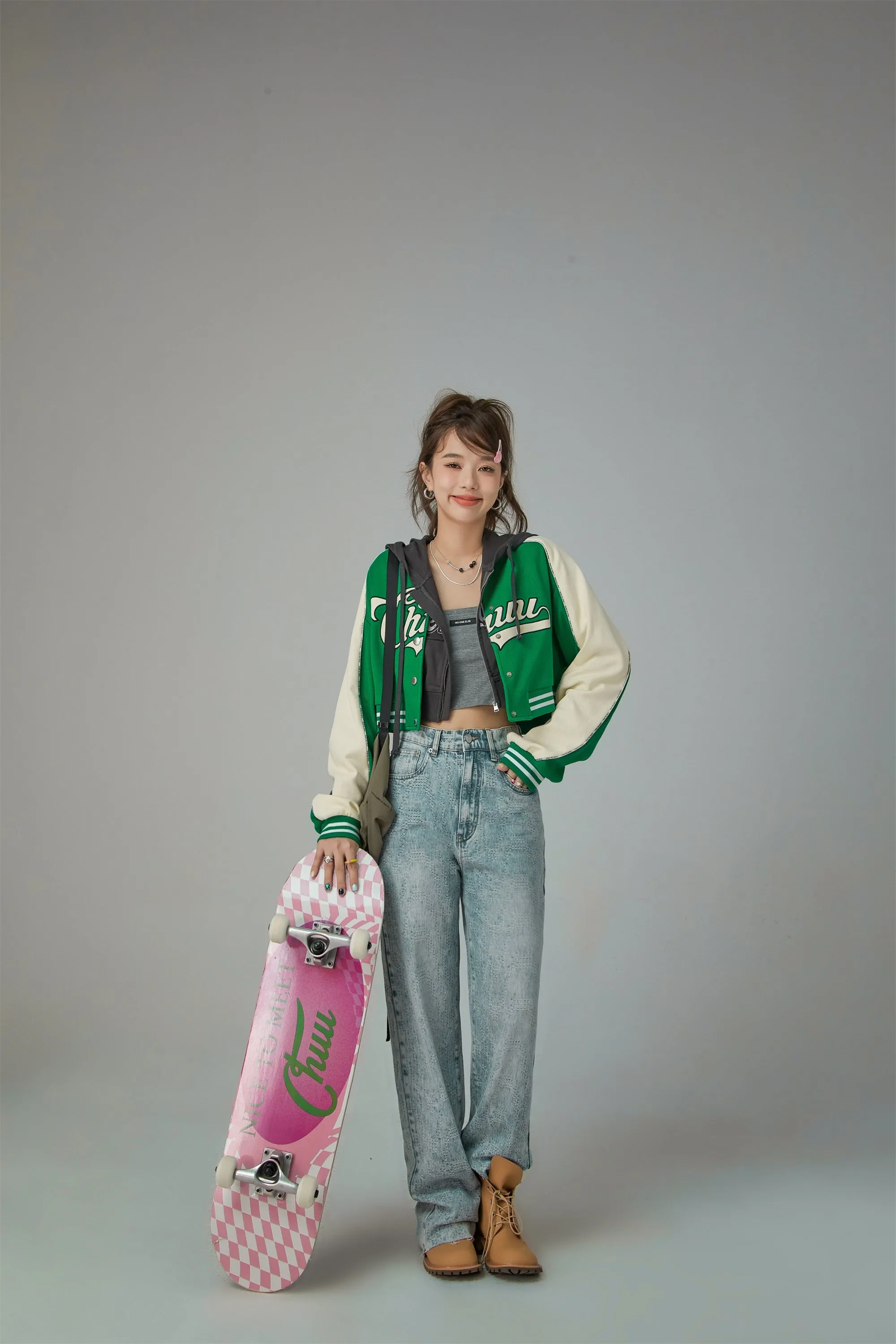 Joining Forces Crop Baseball Jacket