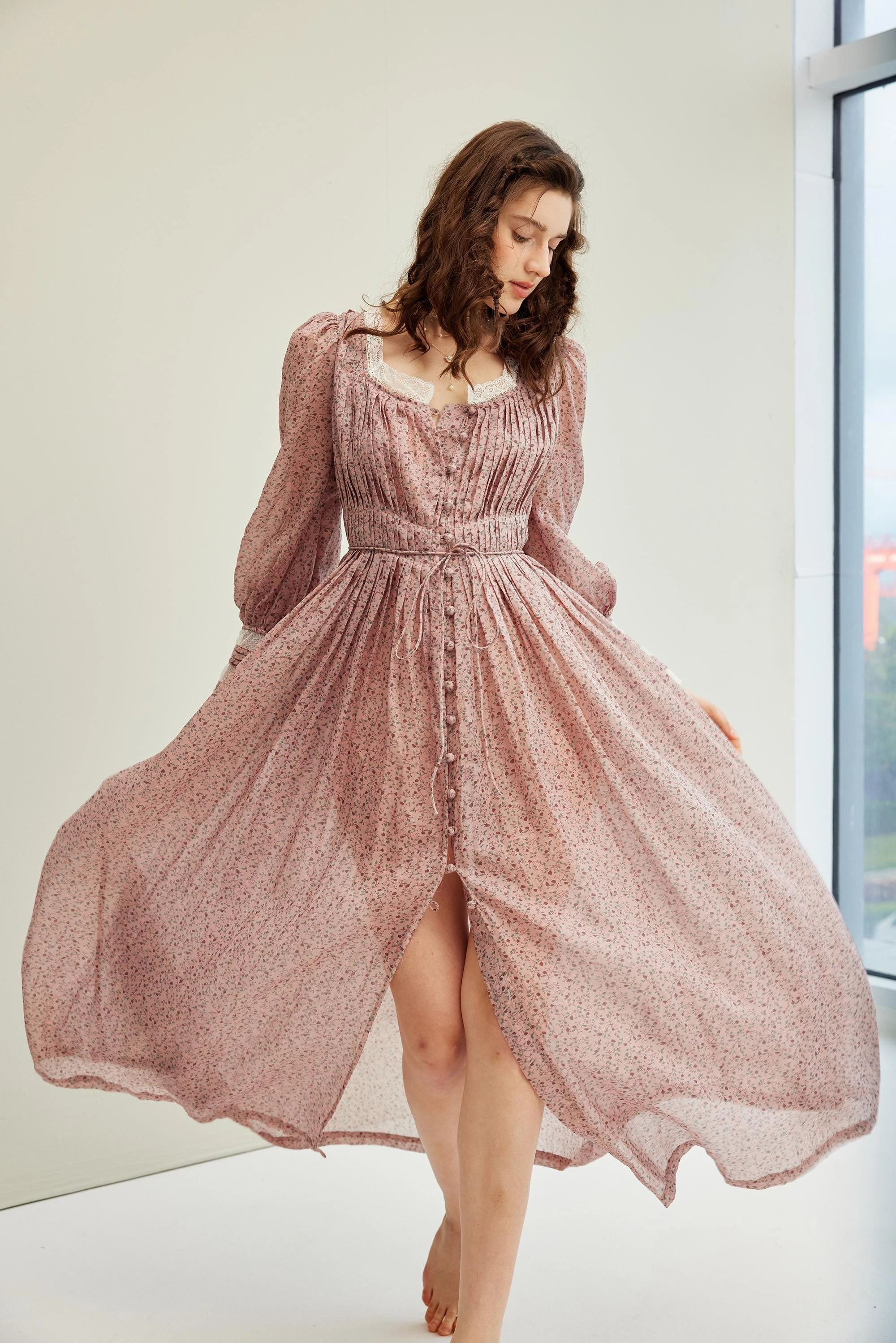 Josefina 19 | Dreamy Pleated Linen Dress Gown Insulated Core Technology All Weather Performance