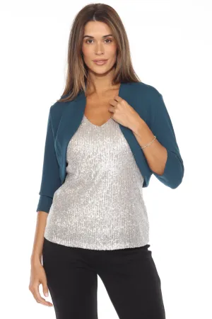 Joseph Ribkoff Twilight Scuba Crepe 3/4 Sleeves Fitted Bolero 243749