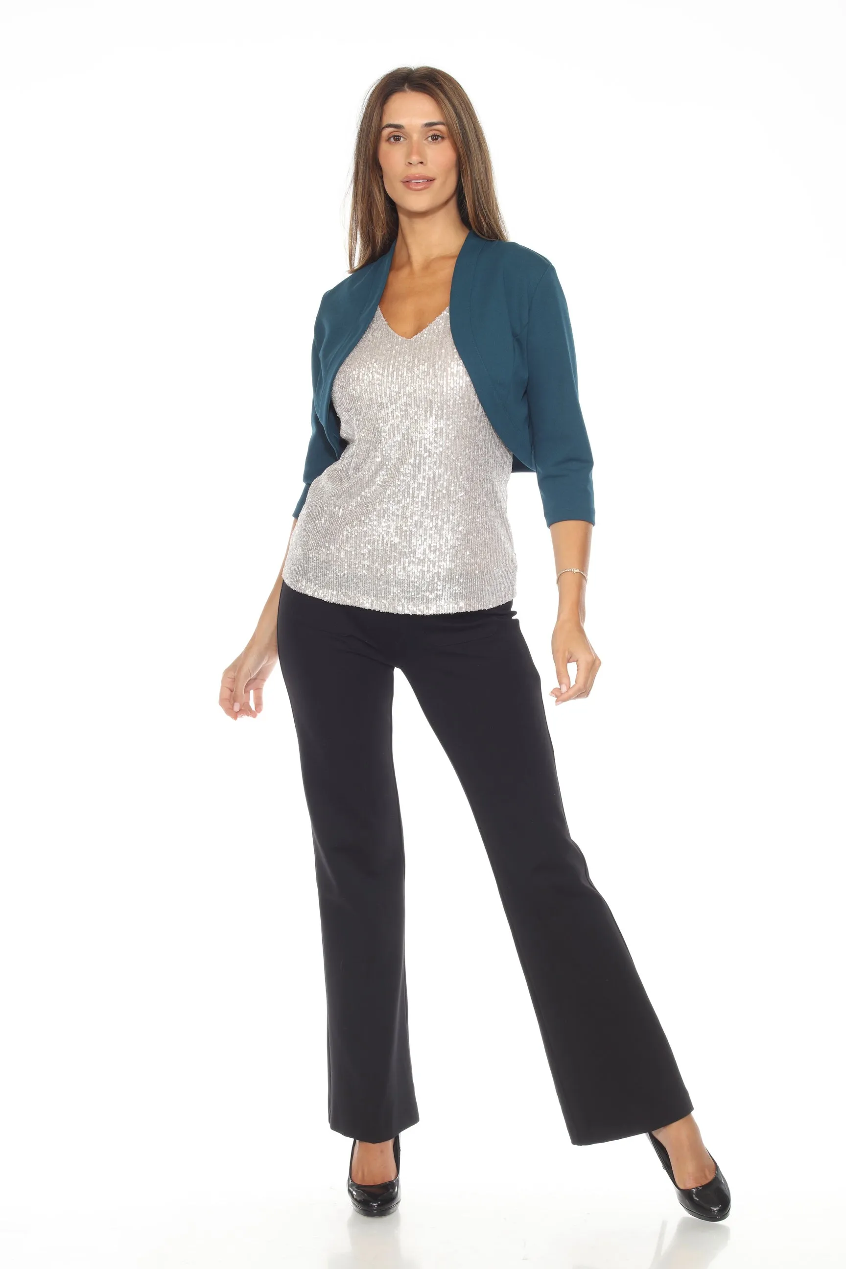 Joseph Ribkoff Twilight Scuba Crepe 3/4 Sleeves Fitted Bolero 243749