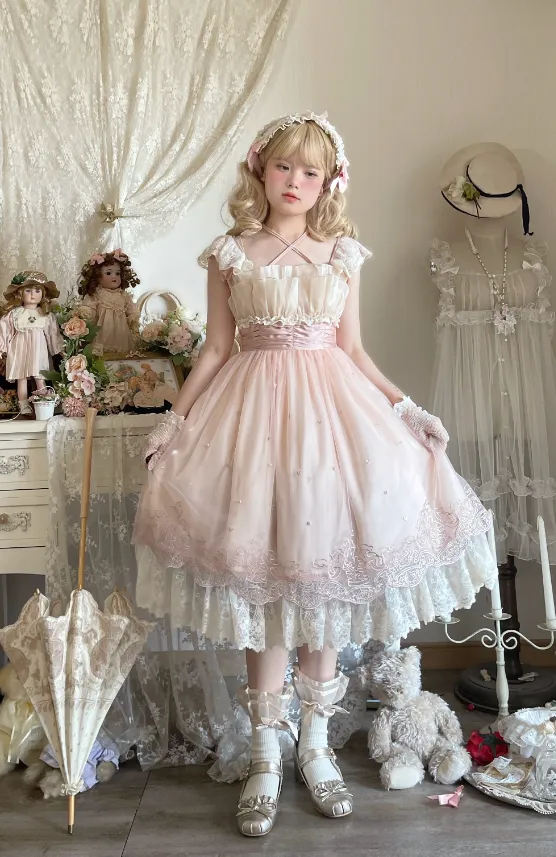 JSK Dress♥Ready to Ship♥A Little Bear Picking Orchid ♥Sweet Lolita Dress