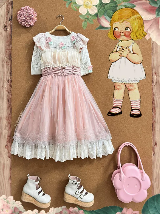 JSK Dress♥Ready to Ship♥A Little Bear Picking Orchid ♥Sweet Lolita Dress