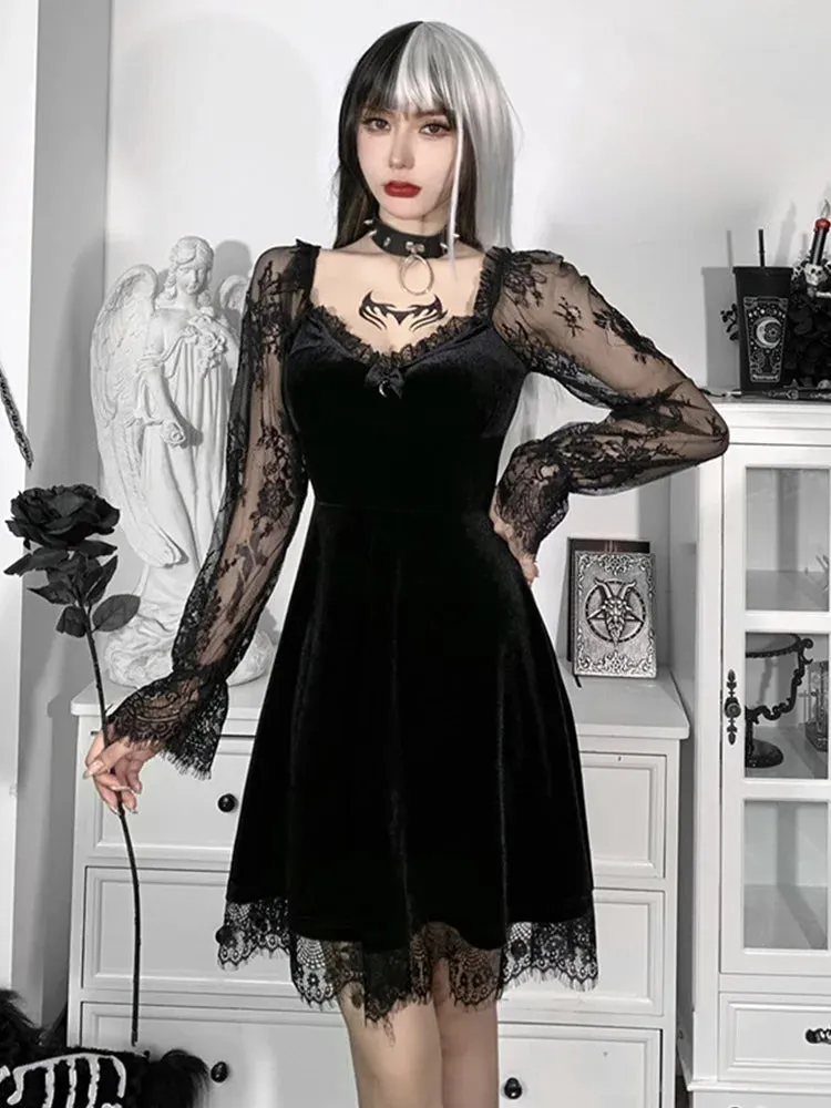 Julia Fashion - Long Sleeve V Neck Slim Cosplay Party Mini Dress