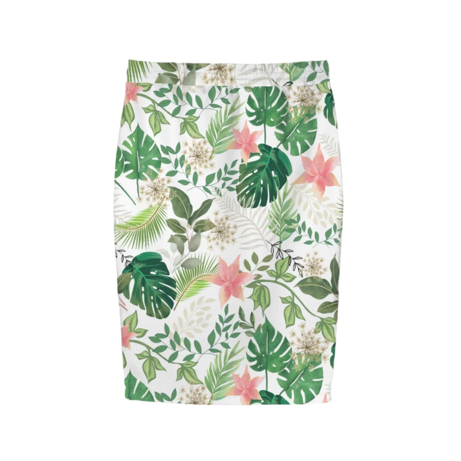 Jungle White Knee Length Double Pocket Skirt up to 5 XL