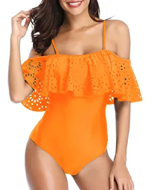 Juniors And Teens Full Coverage 1 Piece Swimsuits For Women-Orange