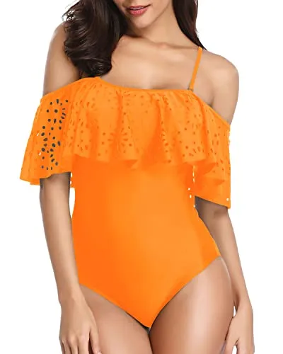 Juniors And Teens Full Coverage 1 Piece Swimsuits For Women-Orange